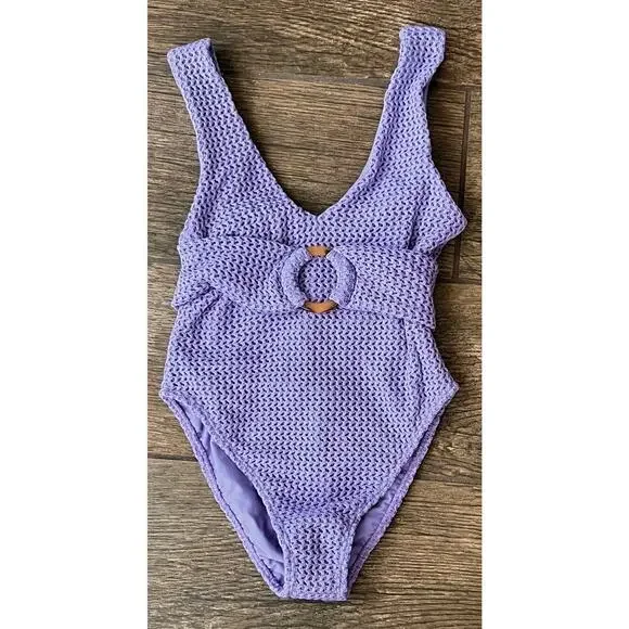 Montce Lavender Textured One Piece Swimsuit - Picture 9 of 9